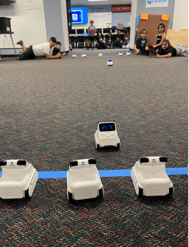 Codey Rocky robots activity students race against each other using code